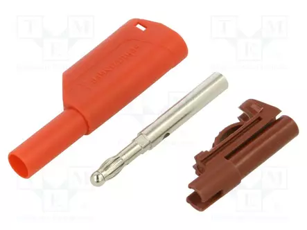LABORATORY CONNECTOR: 4MM BANANA - PLUG - 32A - 1KV - PUNAINEN - INSULATED - Banaaniliittimet 4mm - SFK8500NIAS-RT - 1