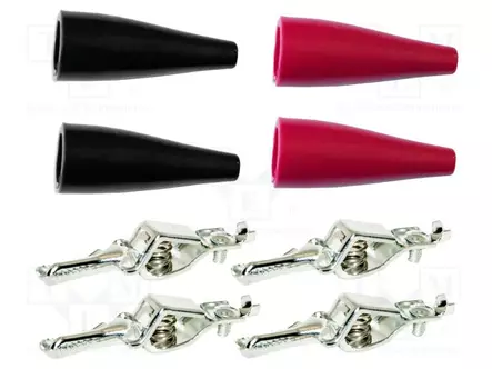 HAUENLEUKA - 5A - MUSTA,PUNAINEN - TINATTU - ERISTYS: PVC - 8KPL - Krokotiili klipsit - 010015-KIT - 1