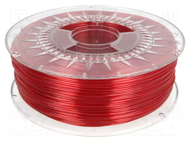 3D FILAMENTTI PET-G - Ø: 1,75MM - PUNAINEN (RUBIINI),LÄPINÄKYVÄ - 1KG - 3D Filamentit - DEV-PETG-1.75-RRT - 1
