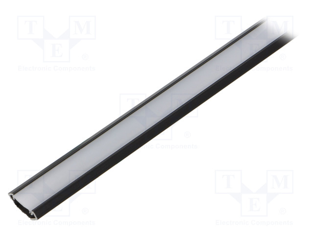 ALUMIINIPROFIILI LED-NAUHOILLE - MAITOLASI - MUSTA - L: 1M - ALUMIINI - 45° - Profiilit LED nauhoille - FIX-GLC1-B-1M-SET - 1