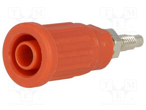 LABORATORY CONNECTOR: 4MM BANANA - SOCKET - 1KV - 32A - PUNAINEN - 40MM - 5MOHM - Banaanijatkoliittimet - SEPB6447NI-RT - 1