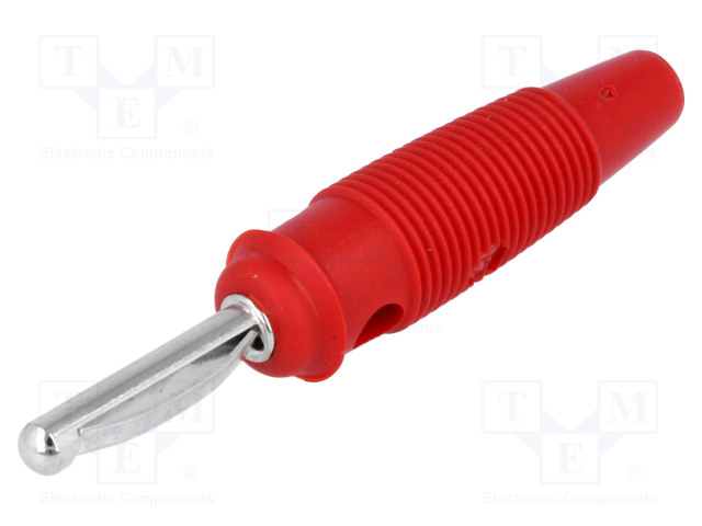 LABORATORY CONNECTOR: 4MM BANANA - PLUG - 16A - 60VDC - PUNAINEN - 3MOHM - Banaaniliittimet 4mm - VQ20RT - 1