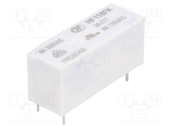RELE - SPDT - UKELAN: 24VDC - 8A - 8A/250VAC - PCB - Pienoisreleet - HF118FK24-Z1T - 1