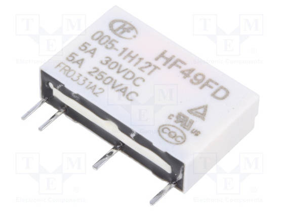 RELE - SPST-NO - UKELAN: 5VDC - 5A - 5A/250VAC - PCB - Pienoisreleet - HF49FD005-1H12T - 1