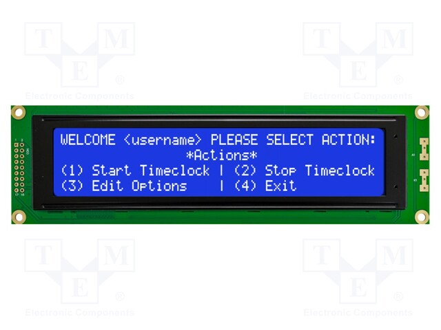 LCD NÄYTTÖ - AAKKOSNUMEERINEN - STN NEGATIVE - 40X4 - SININEN - LED - Aakkosnumeeriset LCD-näytöt - NHD-0440WH-ATMI-JT - 1