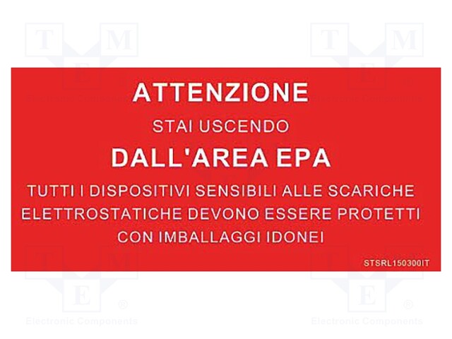 TIEDOTUSTAULU - ESD - 150X300MM - PUNAINEN - KIELI: IT - ESD teipit ja etiketit - PRT-STSRL150300IT - 1