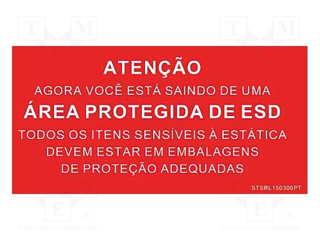 TIEDOTUSTAULU - ESD - 150X300MM - PUNAINEN - KIELI: PT - ESD teipit ja etiketit - PRT-STSRL150300PT - 1