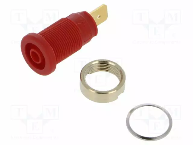 LABORATORY CONNECTOR: 4MM BANANA - SOCKET - 1KV - 32A - PUNAINEN - 33MM - Banaanijatkoliittimet - SEB2620F6.3RT - 1