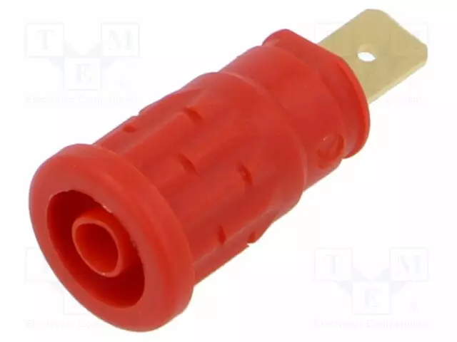 LABORATORY CONNECTOR: 4MM BANANA - SOCKET - 1KV - 32A - PUNAINEN - 33MM - Banaanijatkoliittimet - SEP2620F6.3RT - 1