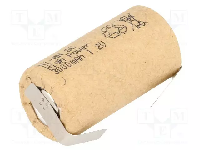 AKKU: NI-MH - SUBC - 1,2V - 3000MAH - JUOTOSLEVYT - Ø22X44MM - 1KPL - Akut - ACCU-SC300HPST - 1
