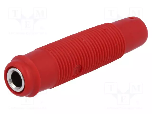 LABORATORY CONNECTOR: 4MM BANANA - SOCKET - 60VDC - 16A - PUNAINEN - 3MOHM - Banaanijatkoliittimet - KUN30RT - 1