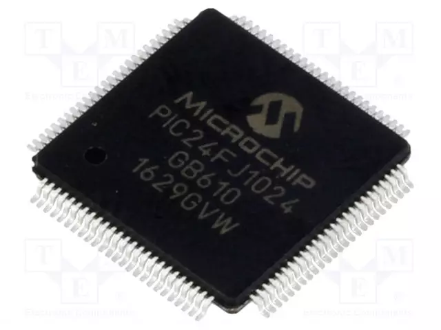 IC: PIC-MIKRO-OHJAIN - 1024KB - 2÷3,6VDC - SMD - TQFP100 - PIC24 - 8MHZ - PIC 16-bit sarja - 24FJ1024GB610-IPT - 1