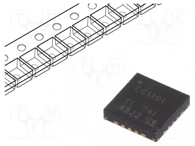 IC: RF LÄHETIN-VASTAANOTIN - 600KBPS - 1,8÷3,6VDC - SPI - SMD - QFN20 - Mikropiirit - muut liitäntäpiirit - CC1101RGPT - 1