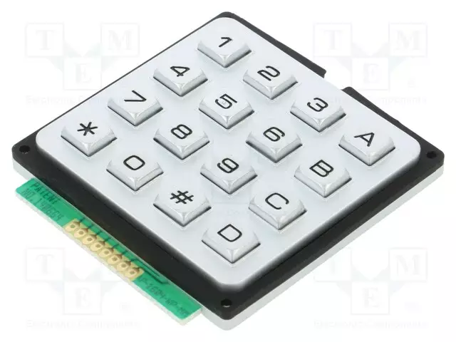 NÄPPÄIMISTÖ: METALLI - PAINIKK.LKM: 16 - EI OLE - METALLIOHM - 1,2N - Metalliset alfanumeeriset näppäimistöt - KB1604-MNS-WP-GKT - 1