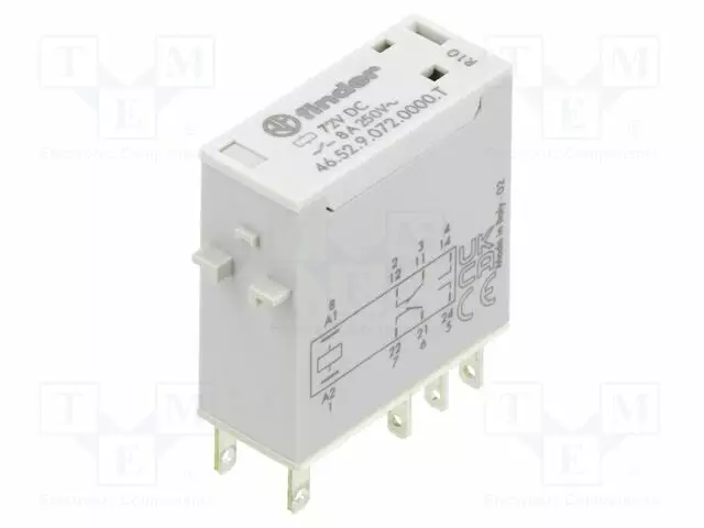 RELE - DPDT - UKELAN: 72VDC - 8A/250VAC - 8A/30VDC - Teollisuusreleet - 46.52.9.072.0000T - 1
