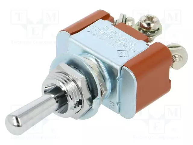 VIPUKYTKIN - ASENNOT: 3 - SP3T - (ON)-OFF-(ON) - 6A/250VAC - 20A/30VDC - S - Vipukytkimet - S308T - 1