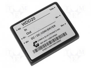DC/DC MUUNNIN - 20W - TULOJÄNNITE 18÷36VDC - LÄHTÖJÄNNITE 15VDC - ILÄH: 1,33A - WDD20U - DC/DC muuntimet - WDD20-15S2U - 1