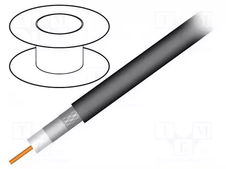 KOAKSIAALIKAAPELI - RG11 - RAUTACU - PVC - MUSTA - Koaksiaalikaapelit - RG11-CU - 1