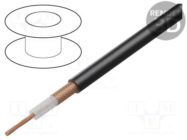 KOAKSIAALIKAAPELI - RG213/U - CU - PVC - MUSTA - 10,3MM - CPR: ECA - Koaksiaalikaapelit - SIVA-RG213U - 1