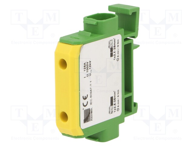LIITIN: JAKOPALA - 125A - 1KV - DIN-KISKOLLE - RUUVI TERMINAALI - ABS - Kiskoliittimet - PE.4146CU - 1