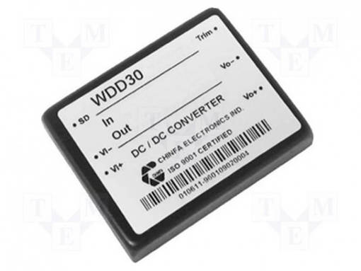 DC/DC MUUNNIN - 30W - TULOJÄNNITE 18÷36VDC - LÄHTÖJÄNNITE 12VDC - ILÄH: 2,5A - WDD30U - DC/DC muuntimet - WDD30-12S2U - 1