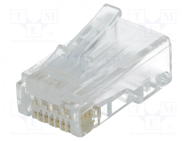 LIITIN: RJ45 - PISTOKE - PIN: 8 - CAT: 6 - 8P8C - JOHTOON - IDC,PURISTUS - RJ liittimet - RJ45W-CAT6U - 1
