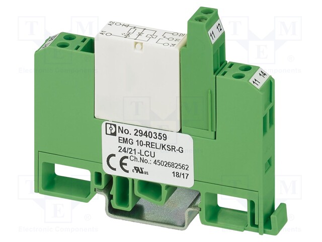 RELE: LIITÄNTÄ - SPDT - UKELAN: 24VDC - 8A - 6A/250VAC - 6A/250VDC - EMG - Elektromagneettiset relesarjat - EMG10-RELKSRGLCU - 1