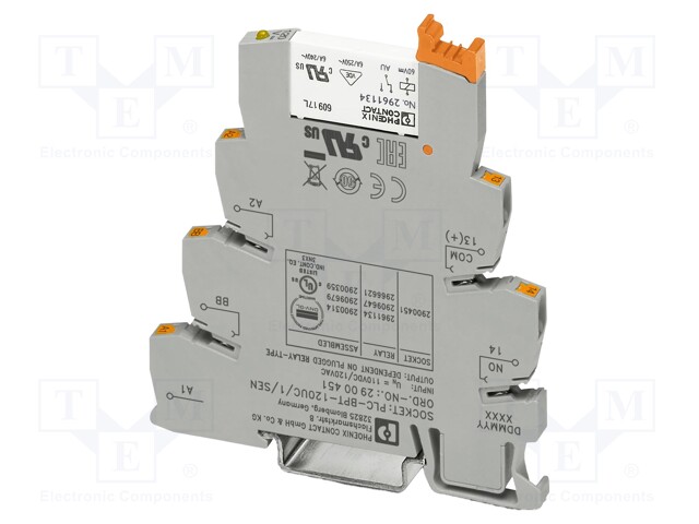 RELE: LIITÄNTÄ - SPST-NO - UKELAN: 120VAC,110VDC - 50MA - 0,05A/30VAC - Elektromagneettiset relesarjat - PLC-RPT-120UC1AU - 1