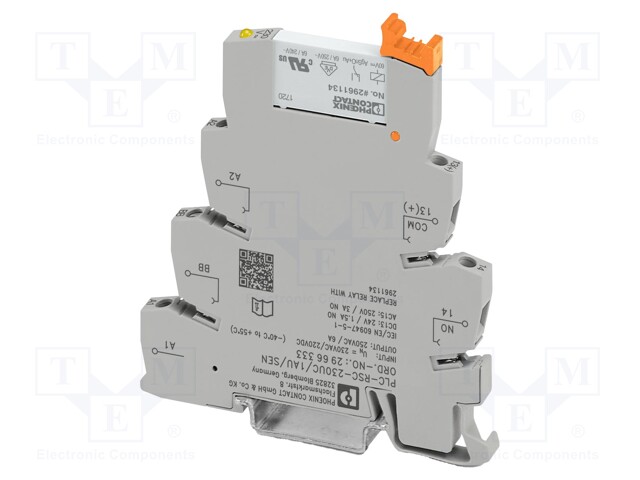 RELE: LIITÄNTÄ - SPDT - UKELAN: 120VAC,110VDC - DIN-KISKOLLE - PLC-RSC - Elektromagneettiset relesarjat - PLC-RSC-120UC1AU - 1