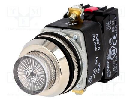 PAINOKYTKIN - 30MM - ASENNOT: 1 - NC + NO - VALKOINEN - 24V - Taulukytkimet, standardi 30mm - NEF30-WLBXY24V - 1