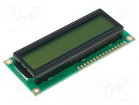 LCD NÄYTTÖ - AAKKOSNUMEERINEN - STN POSITIVE - 16X2 - KELTAVIHREÄ - Aakkosnumeeriset LCD-näytöt - RC1602B-YHW-CSV - 1
