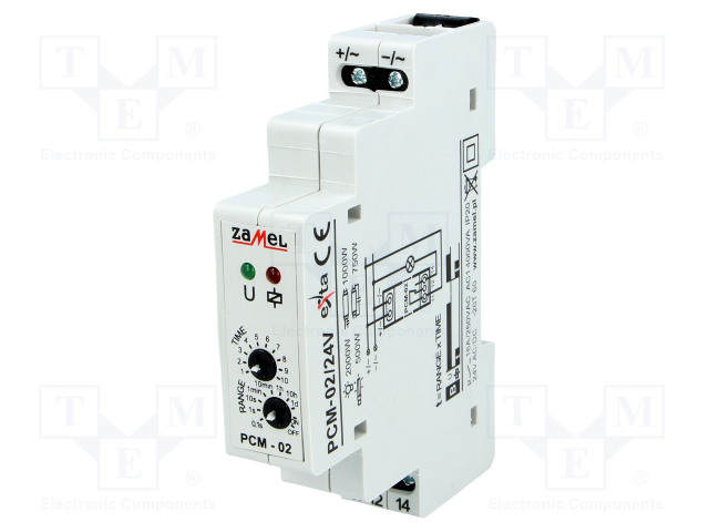 0,1S÷10 PÄIVÄÄ - SPDT - 250VAC/16A - UVIRT: 24VAC - 24VDC - PCM - PIN: 5 - Aikareleet ja ajastimet - PCM-0224V - 1