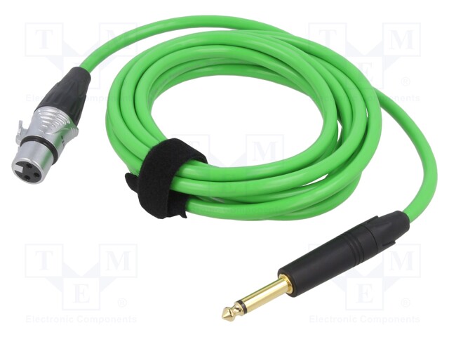 KAAPELI - JACK 6,3 MM 2PIN PISTOKE,XLR NAARAS 3PIN - 3M - VIHREÄ - Muut audio-videokaapelit - TAS-TK223PSF-V - 1