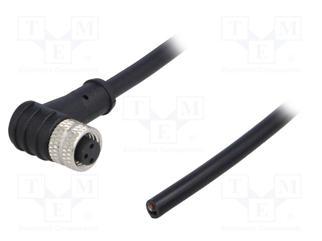 LIITIN: M8 - NAARAS - PIN: 3 - 3A - 60V - IP65,IP67 - 90° KULMA - 1M - M8 liittimet - SM8-PRT-A3F-2A010V - 1