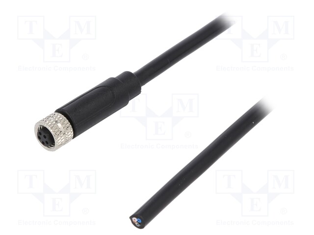 LIITIN: M8 - NAARAS - PIN: 5 - 3A - 30V - IP65,IP67 - SUORA - PISTOKE - 1M - M8 liittimet - SM8-PVT-B5F-2A010V - 1