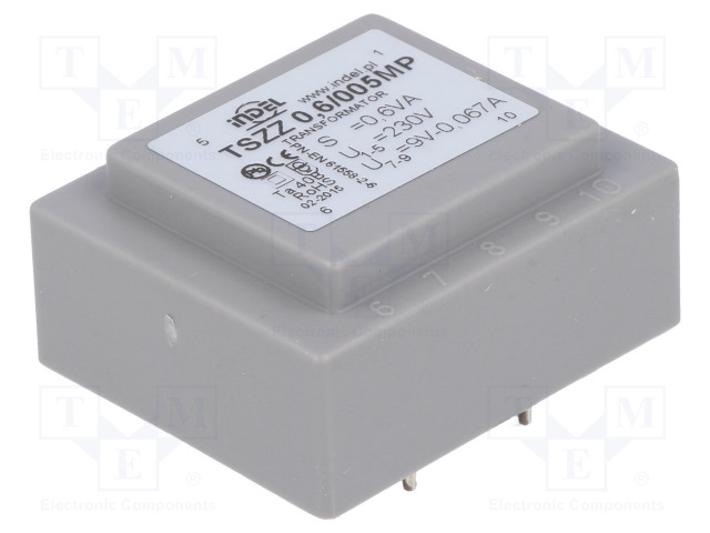 MUUNTAJA - 0,6VA - 230VAC - 9V - 66MA - PCB - IP00 - A: 32,3MM - Piirilevymuuntajat - TSZZ0.59V - 1