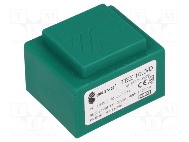MUUNTAJA - 10VA - 400VAC - 24V - 416,6MA - PCB - IP00 - TEZ - Piirilevymuuntajat - TEZ10D40024V - 1