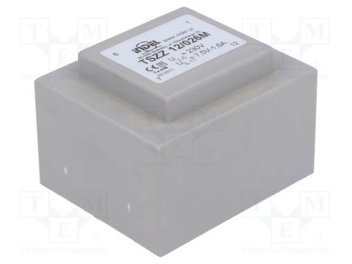 MUUNTAJA - 12VA - 230VAC - 7,5V - 1,6A - PCB - IP00 - A: 52MM - Piirilevymuuntajat - TSZZ107.5V - 1