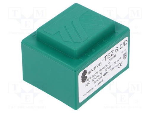 MUUNTAJA - 6VA - 400VAC - 12V - 12V - 250MA - 250MA - PCB - IP00 - Piirilevymuuntajat - TEZ6D40012-12V - 1