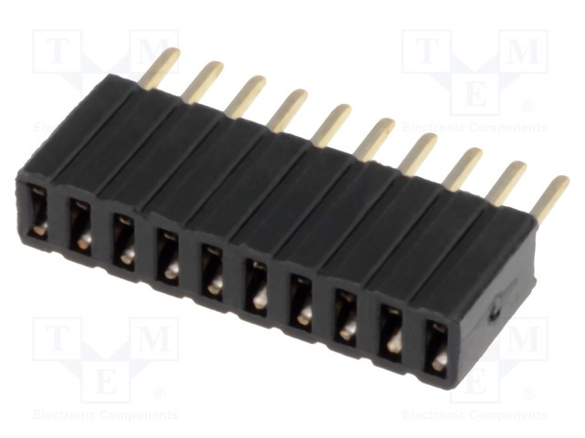 PIIKKIRIMALIITIN - N LIITINAARAS - PIN: 10 - THT - SUORA - 1,27MM - 1X10 - Piikkirimaliittimet - DS1065-07-1X10S8BV - 1
