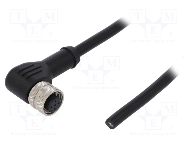 LIITIN: M12 - PISTOKE - NAARAS - PIN: 5 - 90° KULMA - 4A - 60V - JOHDOT - M12 liittimet - SM12-PRT-A5F2A010V - 1