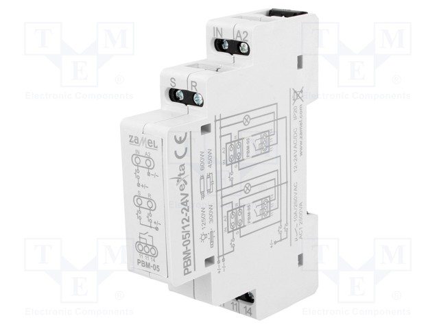 RELE: ASENNUS-BISTABIILI,PULSSI-NO - UKYTK: MAX.250VAC - PBM - Asennusreleet - PBM-0512-24V - 1