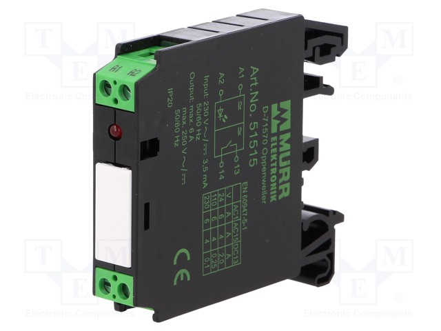 RELE: ASENNUS-MONOSTABIILI - NO - UKELAN: 230VAC - 5A - MAX.300VDC - Asennusreleet - MURR-RMM11230V - 1