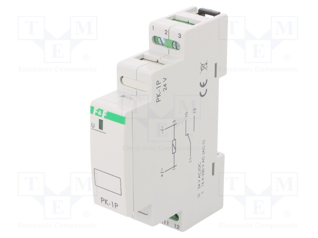RELE: ASENNUS-MONOSTABIILI - SPDT - UKELAN: 24VAC,24VDC - 16A - IP20 - Asennusreleet - PK-1P-24V - 1