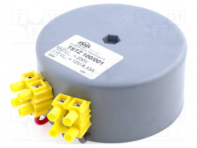 RENGASSYDÄNMUUNTAJA - 100VA - 230VAC - 12V - 8,33A - Ø: 95MM - IP00 - Rengassydänmuuntajat - TSTZ100W12V - 1