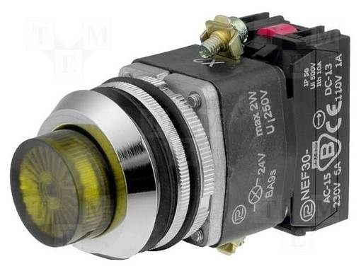 PAINOKYTKIN - 30MM - ASENNOT: 1 - NC + NO - KELTAINEN - 24V - Taulukytkimet, standardi 30mm - NEF30-WLGXY24V - 1