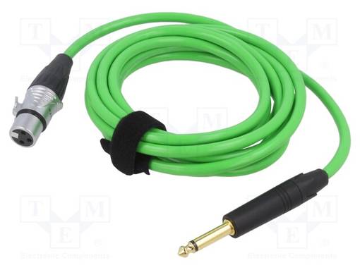 KAAPELI - JACK 6,3 MM 2PIN PISTOKE,XLR NAARAS 3PIN - 9M - VIHREÄ - Muut audio-videokaapelit - TAS-TK229PSF-V - 1