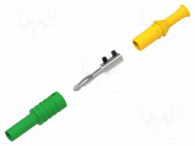LABORATORY CONNECTOR: 4MM BANANA - PLUG - 36A - KELTAINEN-VIHREÄ - Banaaniliittimet 4mm - PJP1065-JV - 1