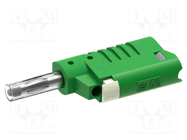LABORATORY CONNECTOR: 4MM BANANA - PLUG - 36A - 30VAC - 60VDC - VIHREÄ - Banaaniliittimet 4mm - PJP1089-V - 1