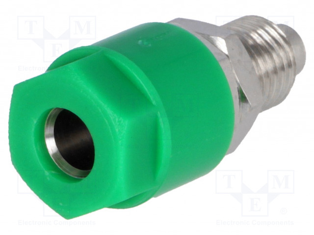 LABORATORY CONNECTOR: 4MM BANANA - SOCKET - 30VAC - 60VDC - 36A - VIHREÄ - Banaanijatkoliittimet - PJP3230-I-V - 1